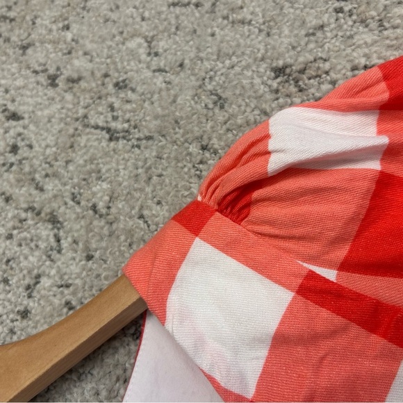 Lovers + Friends NWOT Sz. S (Revolve) gingham crop linen blend lined blouse - Picture 11 of 16